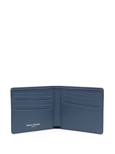 Shop Maison Margiela Grained Bi-fold Wallet In Blue