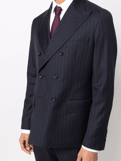 Shop Reveres 1949 Double-breasted Striped Suit In Blue