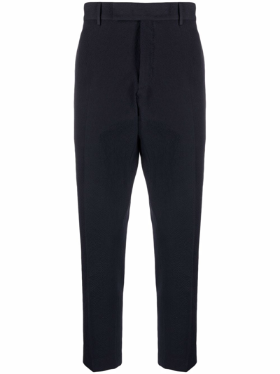 Shop Pt01 Tapered Cotton Trousers In Blue