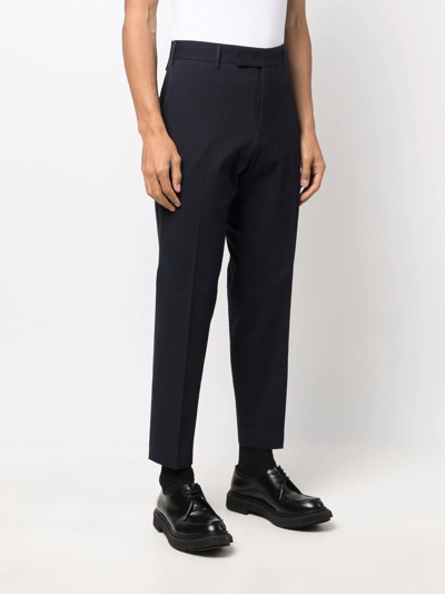 Shop Pt01 Tapered Cotton Trousers In Blue