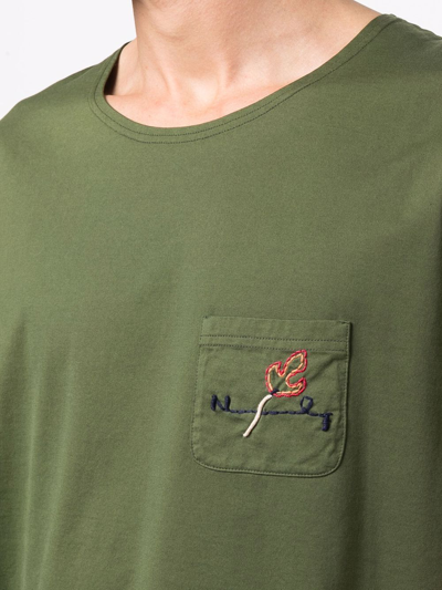 Shop Nick Fouquet Logo-embroidered Cotton T-shirt In Green
