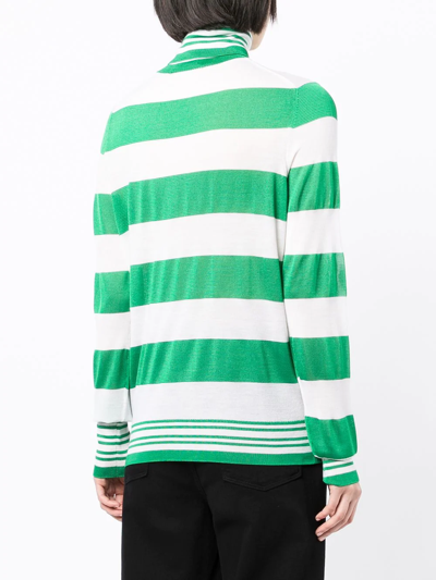Shop Victoria Beckham Fine-knit Striped Top In Green