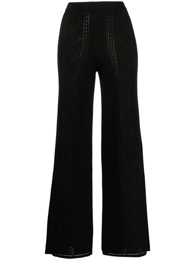 Marine Serre Crescent Moon-pattern Wide-leg Trousers In Black