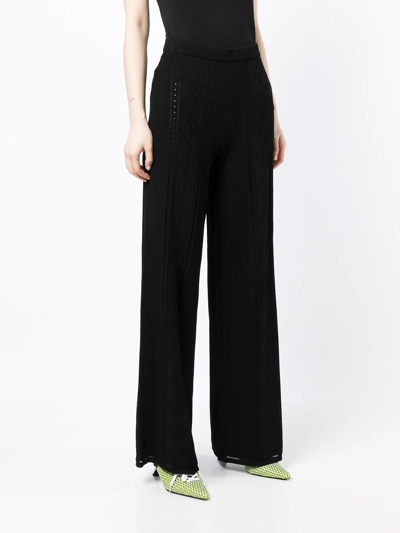 Marine Serre Crescent Moon-pattern Wide-leg Trousers In Black