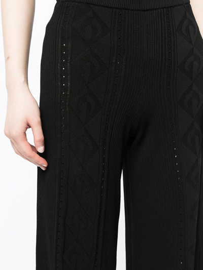 Marine Serre Crescent Moon-pattern Wide-leg Trousers In Black