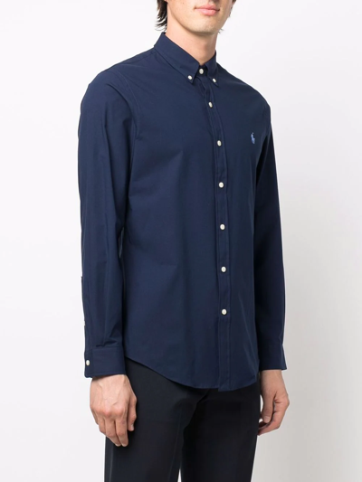 Shop Polo Ralph Lauren Embroidered Polo-pony Shirt In Blue