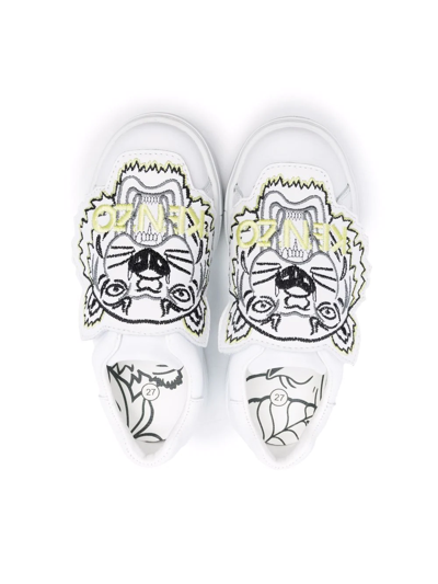 Shop Kenzo Embroidered Slip-on Sneakers In White