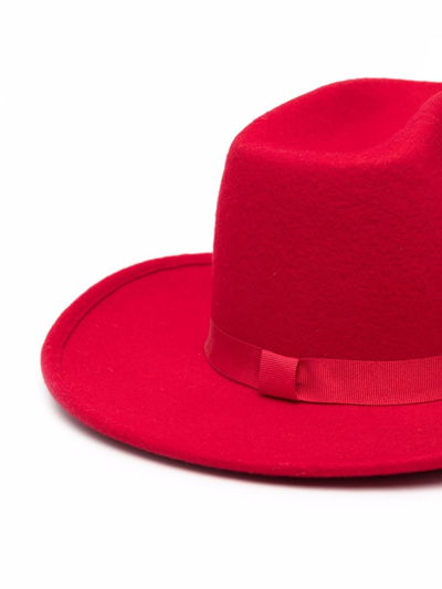 Shop Thebe Magugu Decorative-plaque Wool Fedora In Red