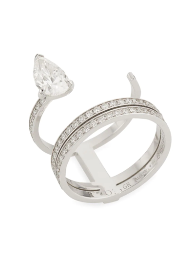 Shop Repossi Women's 18k White Gold & Diamond Openwork Three-row Ring