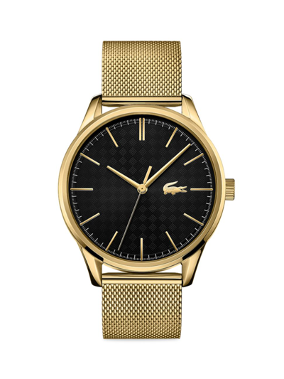 Shop Lacoste Men's Vienna Gold Plated Steel Bracelet Watch In Black
