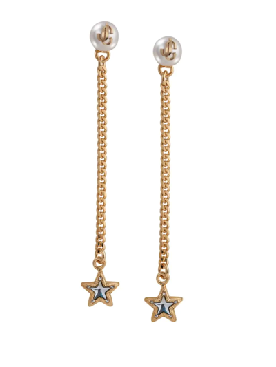 Shop Jimmy Choo Women's Goldtone, Resin Pearl, & Crystal Chain Drop Earrings In Brass