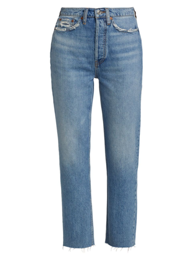 Shop Re/done '70s Ultra High-waisted Stove Pipe Jeans In Worn Blue