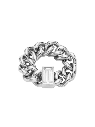 Shop Adriana Orsini Women's Elevate Rhodium-plated Cubic Zirconia Chain Ring In Silver