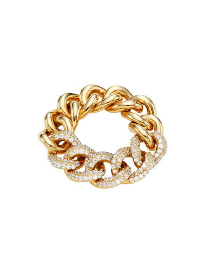 Shop Adriana Orsini Women's Elevate 18k-gold-plated Cubic Zirconia Pavé Curb Chain Ring
