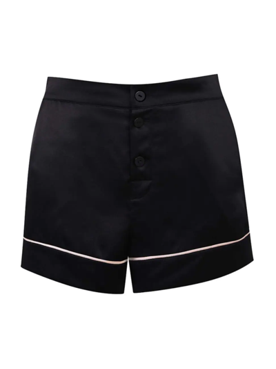 Shop Agent Provocateur Women's Classic Contrast-piping Silk Pajama Shorts In Black