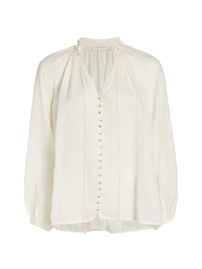 Shop Zimmermann Women's Dancer Lantern Balloon-sleeve Blouse In Ivory