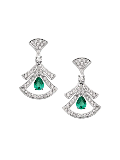 Bvlgari Women's Divas' Dream 18k White Gold, Diamond, & Emerald Drop  Earrings | ModeSens