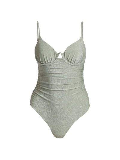 Shop Jonathan Simkhai Women's Laine Metallic One-piece Swimsuit In Seafoam