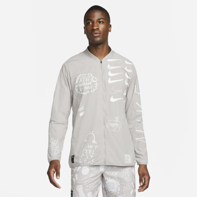 Nike Men's Nathan Bell Printed Running Jacket In Grey | ModeSens