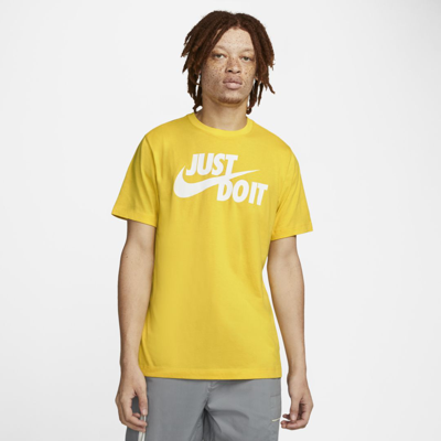 Shop Nike Sportswear Jdi Men's T-shirt In Vivid Sulfur,white