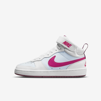 Shop Nike Court Borough Mid 2 Big Kids' Shoes In Pure Platinum,white,sangria,pink Prime