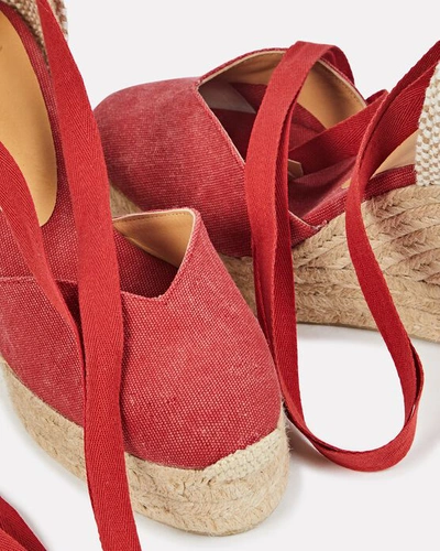 Shop Castaã±er Chiara 80 Espadrille Wedge Sandals In Red-drk