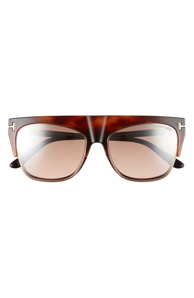 Shop Tom Ford 55mm Blue Light Blocking Cat Eye Glasses With Clip-on Sunglasses Lens In Black/ Clear/ Hav / Peach