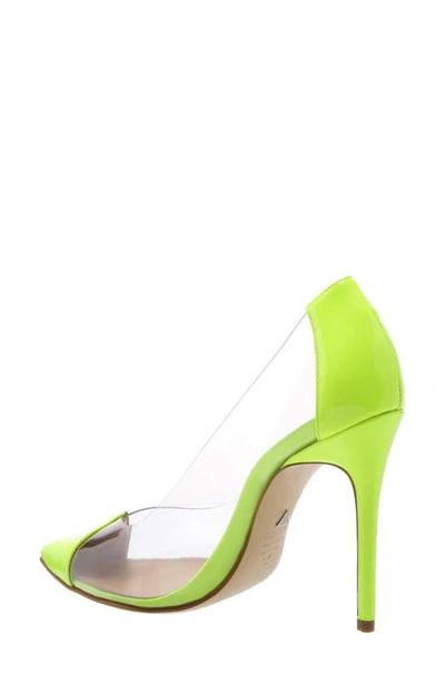 Shop Schutz Cendi Transparent Pointed Toe Pump In Neon Yellow Patent Leather