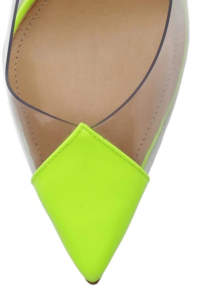 Shop Schutz Cendi Transparent Pointed Toe Pump In Neon Yellow Patent Leather