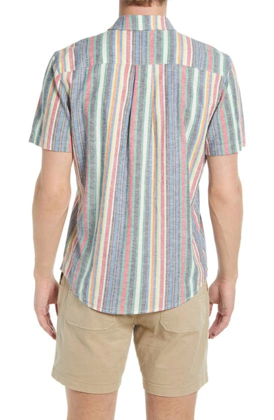 Shop Marine Layer Stripe Short Sleeve Hemp Blend Button-up Shirt In Multi Stripe