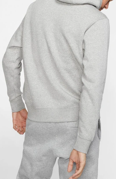 Shop Nike Sportswear Club Fleece Logo Hoodie In Dark Grey Heather/ White