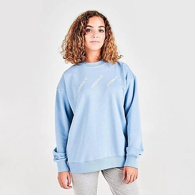Adidas Originals Adidas Women's Originals Triple Logo Crewneck Sweatshirt  In Blue | ModeSens