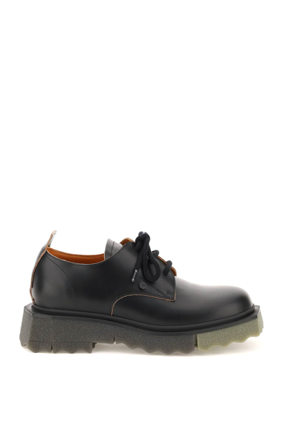 Shop Off-white Sponge Sole Leather Derby Shoes In Black