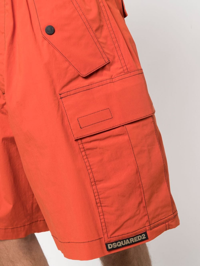 Dsquared2 Contrast-stitching Cargo Trousers In Orange