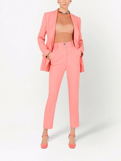 Shop Dolce & Gabbana High-waisted Tailored Trousers In Pink