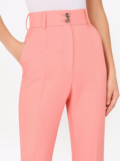Shop Dolce & Gabbana High-waisted Tailored Trousers In Pink
