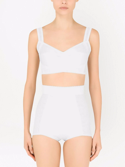 Shop Dolce & Gabbana Corset Crop Top In White