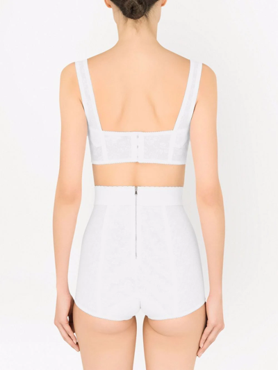 Shop Dolce & Gabbana Corset Crop Top In White