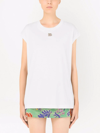 Shop Dolce & Gabbana Dg Logo-embellished T-shirt In White