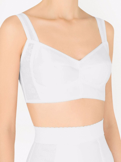 Shop Dolce & Gabbana Corset Crop Top In White