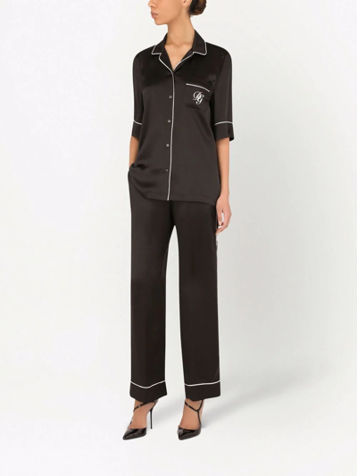 Dolce & Gabbana High-waisted Pyjama-style Trousers In Black