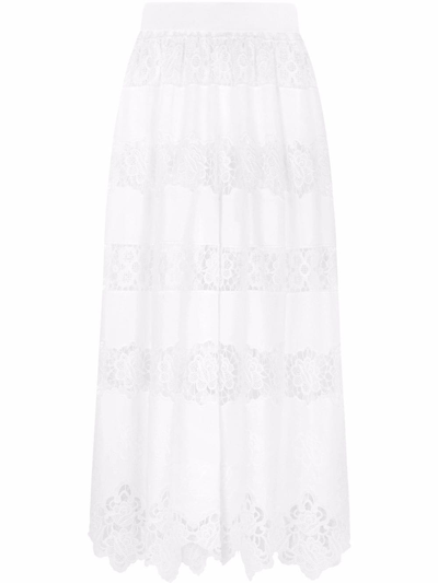 Shop Dolce & Gabbana Embroidered Culotte Trousers In White