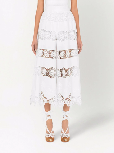 Dolce & Gabbana Openwork Embroidered Culottes In White