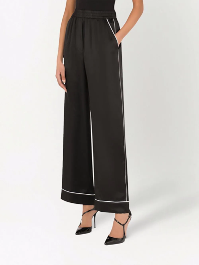 Dolce & Gabbana High-waisted Pyjama-style Trousers In Black