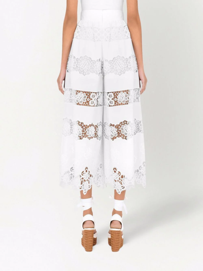 Shop Dolce & Gabbana Embroidered Culotte Trousers In White