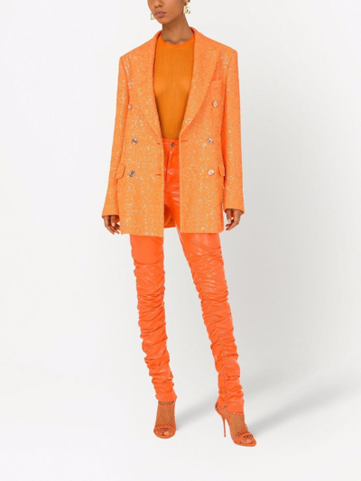 Shop Dolce & Gabbana Knitted Tank Top In Orange