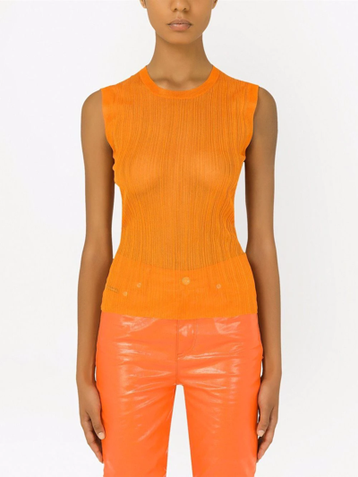 Shop Dolce & Gabbana Knitted Tank Top In Orange
