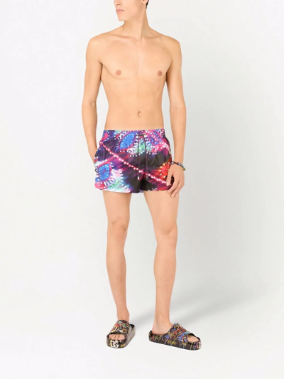 Shop Dolce & Gabbana Graphic-print Swim Shorts In Blue
