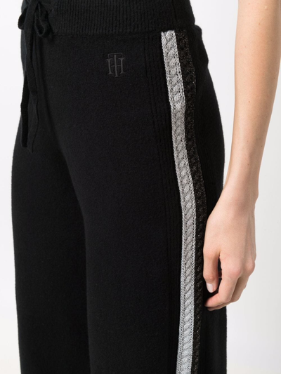 Shop Tommy Hilfiger Crochet-trim Detail Trousers In Black