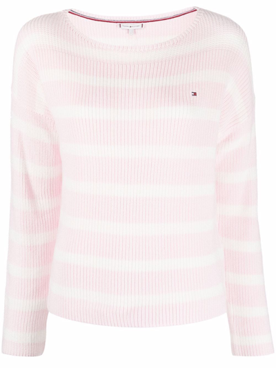 Tommy Hilfiger Striped-knit Jumper In White | ModeSens